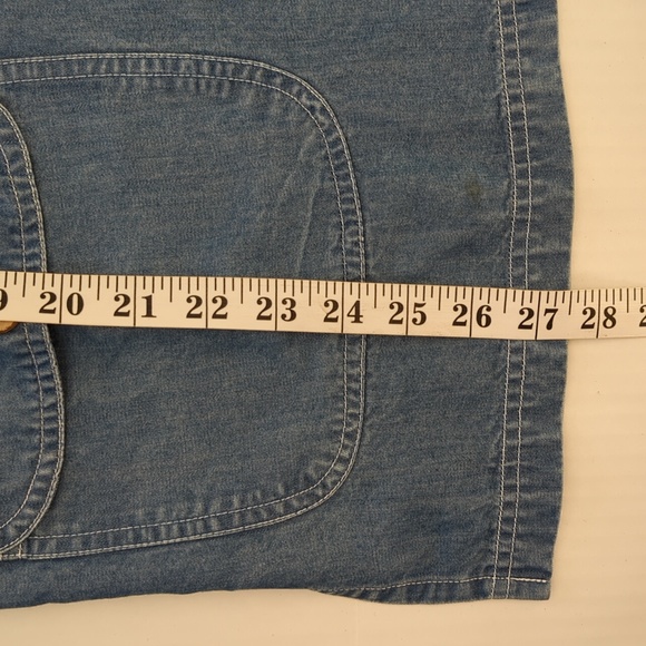 AKS for Nordstrom Tencel Lyocell Button Up Denim Look Coat M Blue Pockets AmyKSu - Picture 16 of 16